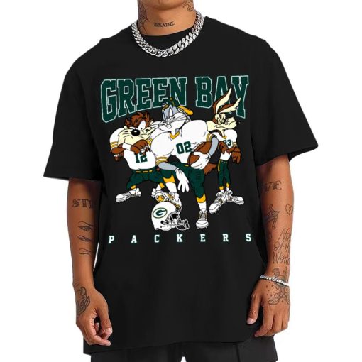 T Shirt Men DSLT12 Green Bay Packers Bugs Bunny And Taz Player T Shirt