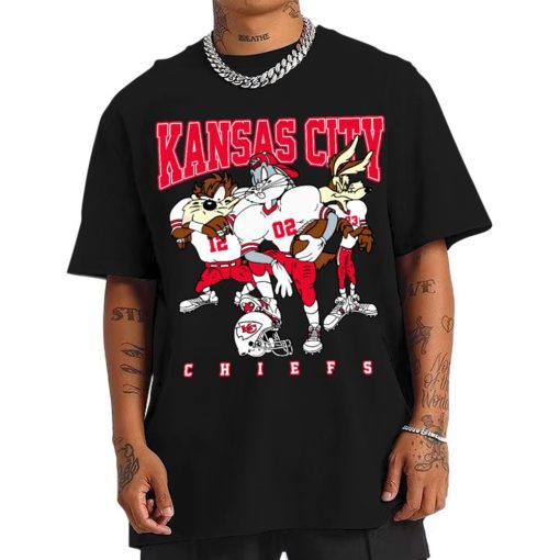 T Shirt Men DSLT16 Kansas City Chiefs Bugs Bunny And Taz Player T Shirt