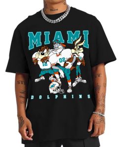 T Shirt Men DSLT20 Miami Dolphins Bugs Bunny And Taz Player T Shirt
