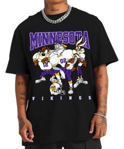 T Shirt Men DSLT21 Minnesota Vikings Bugs Bunny And Taz Player T Shirt