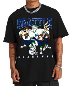 T Shirt Men DSLT29 Seattle Seahawks Bugs Bunny And Taz Player T Shirt