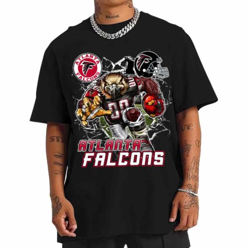 T Shirt Men DSMC0202 Mascot Breaking Through Wall Atlanta Falcons T Shirt