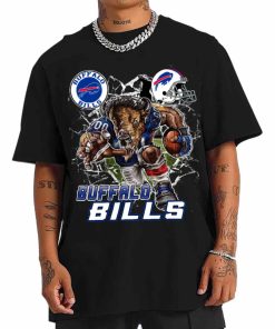 T Shirt Men DSMC0204 Mascot Breaking Through Wall Buffalo Bills T Shirt