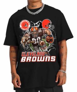 T Shirt Men DSMC0208 Mascot Breaking Through Wall Cleveland Browns T Shirt