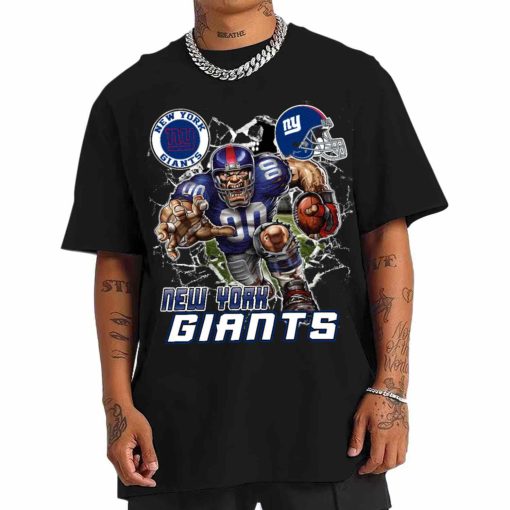 T Shirt Men DSMC0224 Mascot Breaking Through Wall New York Giants T Shirt