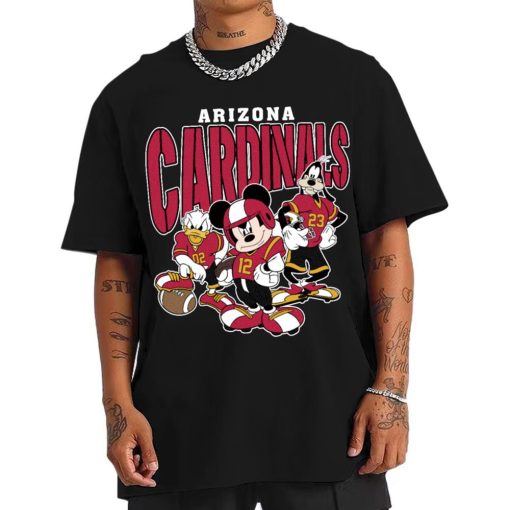 T Shirt Men DSMK01 Arizona Cardinals Mickey Donald Duck And Goofy Football Team T Shirt