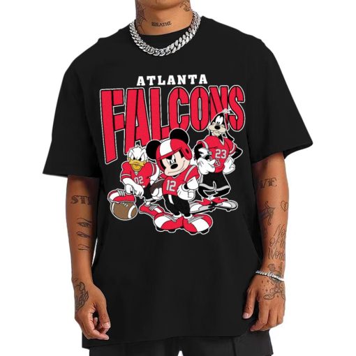 T Shirt Men DSMK02 Atlanta Falcons Mickey Donald Duck And Goofy Football Team T Shirt