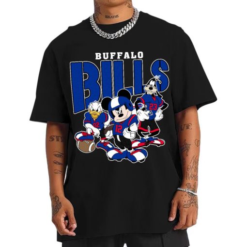 T Shirt Men DSMK04 Buffalo Bills Mickey Donald Duck And Goofy Football Team T Shirt
