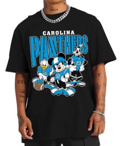 T Shirt Men DSMK05 Carolina Panthers Mickey Donald Duck And Goofy Football Team T Shirt