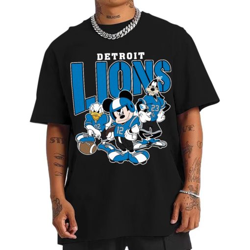 T Shirt Men DSMK11 Detroit Lions Mickey Donald Duck And Goofy Football Team T Shirt