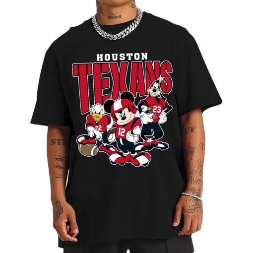 T Shirt Men DSMK13 Houston Texans Mickey Donald Duck And Goofy Football Team T Shirt
