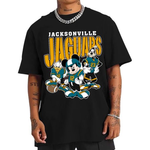 T Shirt Men DSMK15 Jacksonville Jaguars Mickey Donald Duck And Goofy Football Team T Shirt