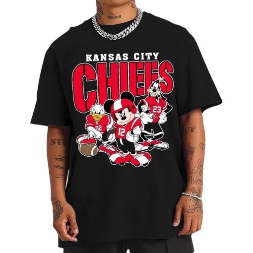 T Shirt Men DSMK16 Kansas City Chiefs Mickey Donald Duck And Goofy Football Team T Shirt