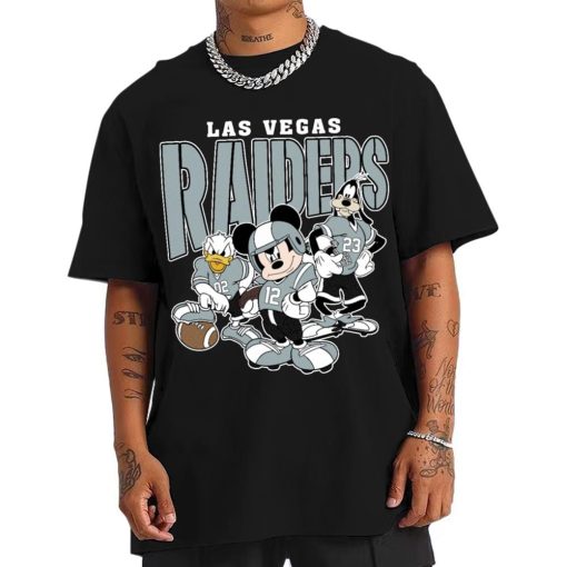 T Shirt Men DSMK17 Las Vegas Raiders Mickey Donald Duck And Goofy Football Team T Shirt