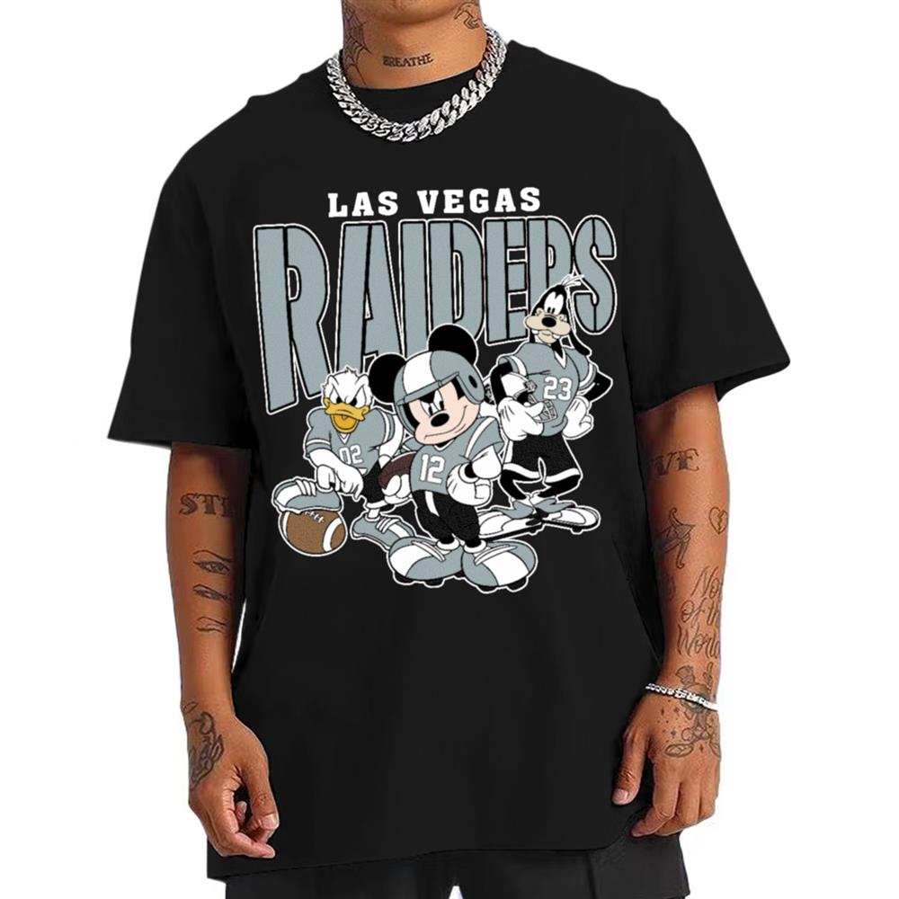 Las Vegas Raiders Mickey Donald Duck And Goofy Football Team T-Shirt