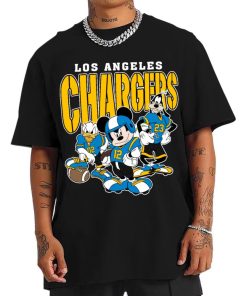 T Shirt Men DSMK18 Los Angeles Chargers Mickey Donald Duck And Goofy Football Team T Shirt 1