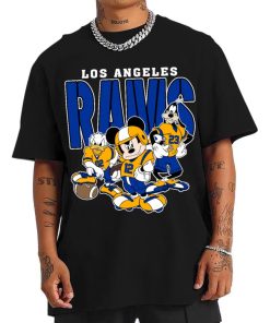 T Shirt Men DSMK19 Los Angeles Rams Mickey Donald Duck And Goofy Football Team T Shirt