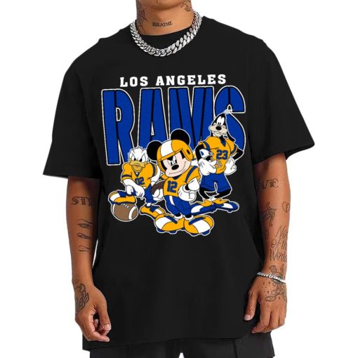 T Shirt Men DSMK19 Los Angeles Rams Mickey Donald Duck And Goofy Football Team T Shirt