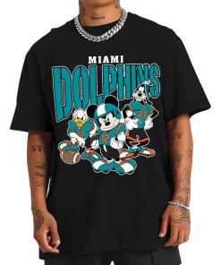 T Shirt Men DSMK20 Miami Dolphins Mickey Donald Duck And Goofy Football Team T Shirt