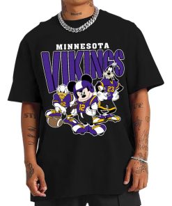 T Shirt Men DSMK21 Minnesota Vikings Mickey Donald Duck And Goofy Football Team T Shirt