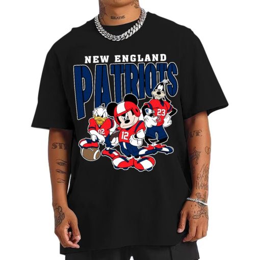 T Shirt Men DSMK22 New England Patriots Mickey Donald Duck And Goofy Football Team T Shirt