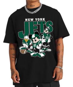 T Shirt Men DSMK25 New York Jets Mickey Donald Duck And Goofy Football Team T Shirt
