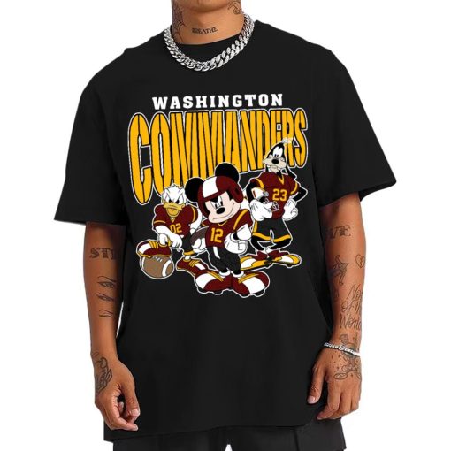 T Shirt Men DSMK32 Washington Commanders Mickey Donald Duck And Goofy Football Team T Shirt