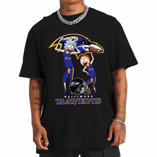 T Shirt Men DSRM03 Rick And Morty Fans Play Football Baltimore Ravens