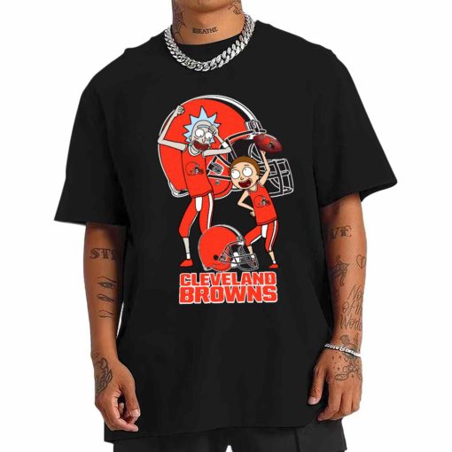 T Shirt Men DSRM08 Rick And Morty Fans Play Football Cleveland Browns 1
