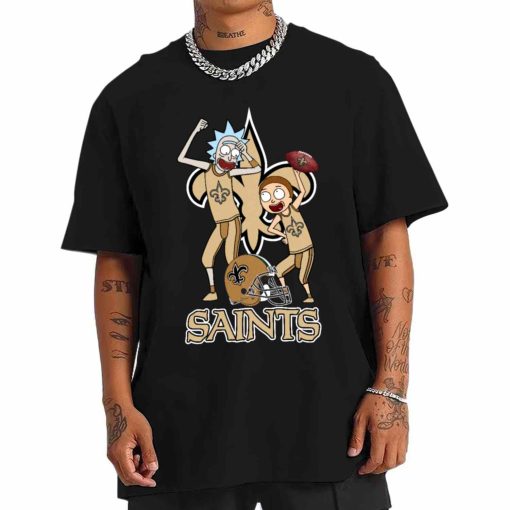 T Shirt Men DSRM23 Rick And Morty Fans Play Football New Orleans Saints