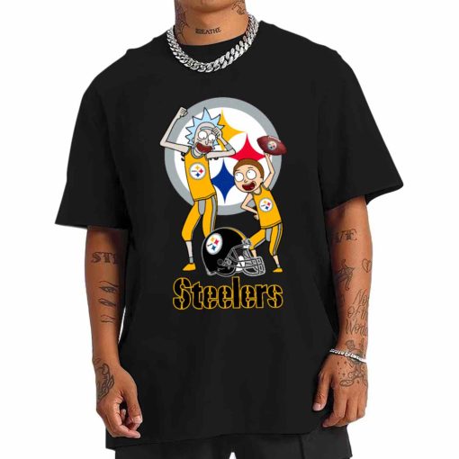 T Shirt Men DSRM27 Rick And Morty Fans Play Football Pittsburgh Steelers