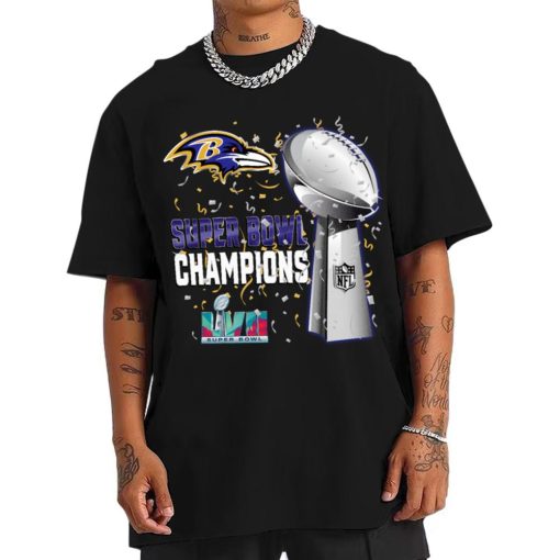 T Shirt Men DSSB03 Baltimore Ravens Super Bowl LVII 2023 Champions T Shirt