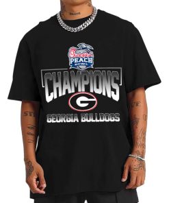 T Shirt Men Georgia Bulldogs Chick Fil A Peach Bowl Champions T Shirt