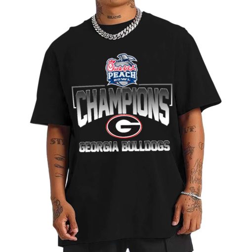 T Shirt Men Georgia Bulldogs Chick Fil A Peach Bowl Champions T Shirt