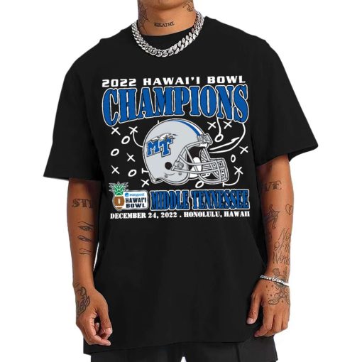 T Shirt Men MIDDLE TENNESSEE December 24th 2022 Hawai i Bowl Champions Honolulu T Shirt