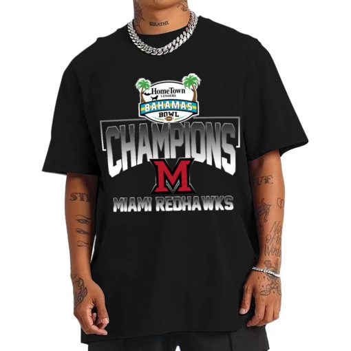 T Shirt Men Miami RedHawks Bahamas Bowl Champions T Shirt