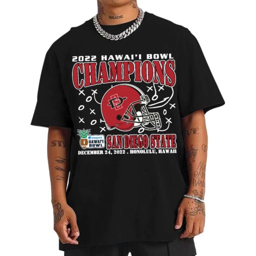 T Shirt Men SAN DIEGO STATE December 24th 2022 Hawai i Bowl Champions Honolulu T Shirt