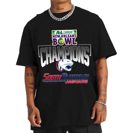 T Shirt Men South Alabama Jaguars New Orleans Bowl Champions T Shirt