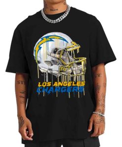 T Shirt Men TSBN156 Vintage Helmet Dripping Painting Style Los Angeles Chargers T Shirt