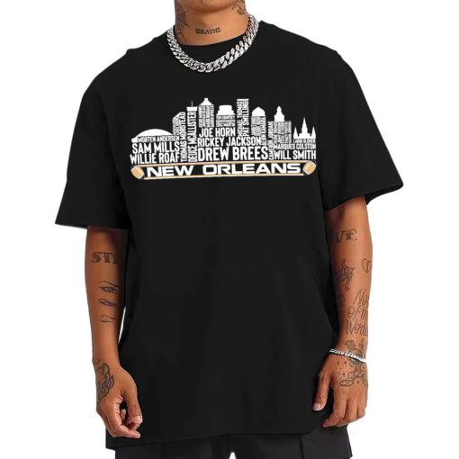 T Shirt Men TSSK18 New Orleans All Time Legends Football City Skyline T Shirt