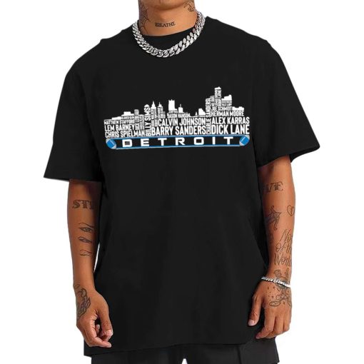 T Shirt Men TSSK21 Detroit All Time Legends Football City Skyline T Shirt