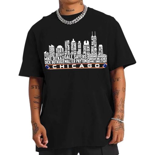 T Shirt Men TSSK23 Chicago All Time Legends Football City Skyline T Shirt
