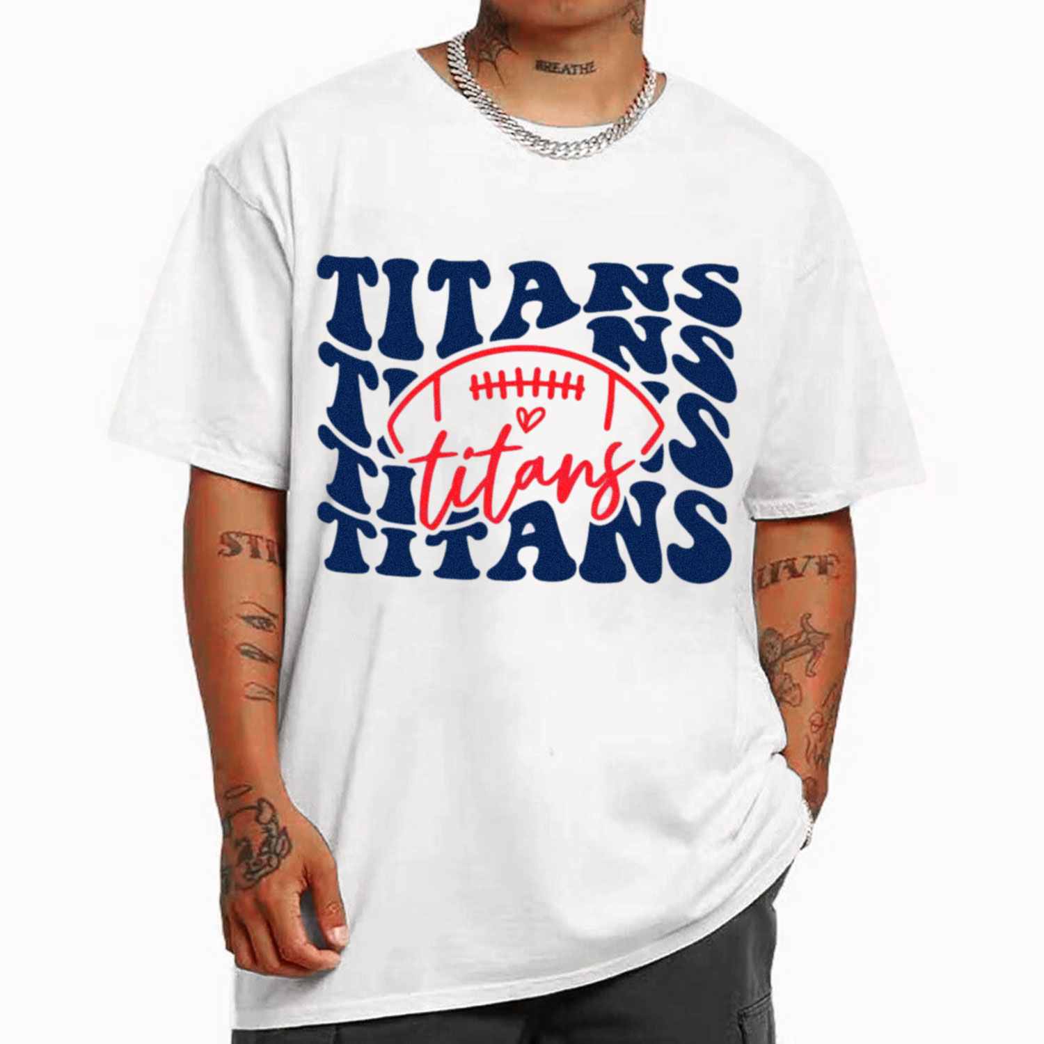Go Titans Team Boho Groovy Style Tennessee Titans T-Shirt