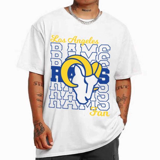 T Shirt Men White TSBN124 Rams Fan Repeat Text Los Angeles Rams T Shirt