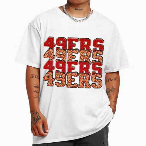 T Shirt Men White TSBN127 49ers Team Repeat Leopard San Francisco 49ers T Shirt 1