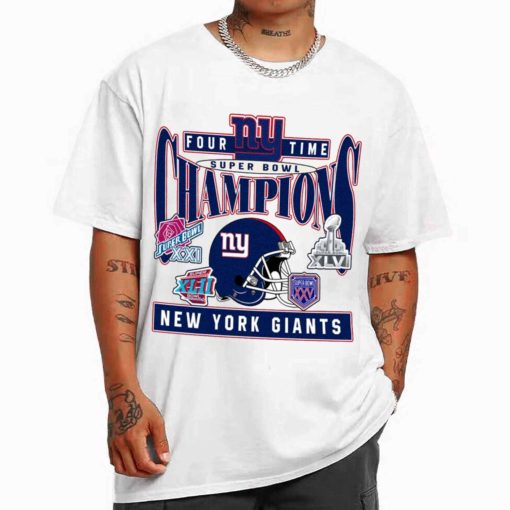 T Shirt Men White TSBN160 Four Time Super Bowl Champions New York Giants T Shirt