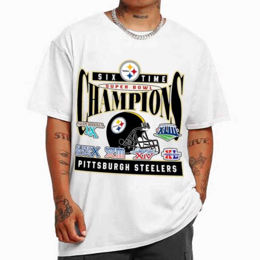 T Shirt Men White TSBN163 Six Time Super Bowl Champions Pittsburgh Steelers T Shirt
