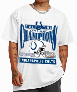 T Shirt Men White TSBN167 Two Time Super Bowl Champions Indianapolis Colts T Shirt