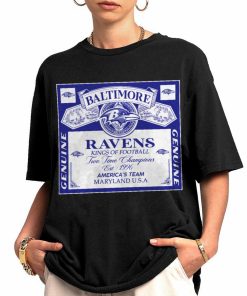 T Shirt Women 0 DSBEER03 Kings Of Football Funny Budweiser Genuine Baltimore Ravens T Shirt