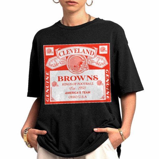 T Shirt Women 0 DSBEER08 Kings Of Football Funny Budweiser Genuine Cleveland Browns T Shirt